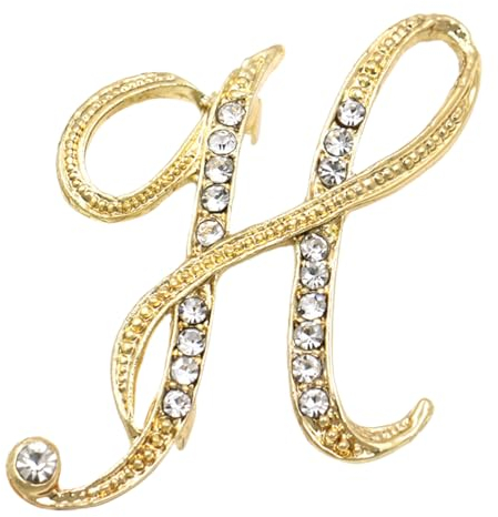 Goldene Buchstabenbrosche - Goldene Broschen in Buchstabenform für Damen | Anstecknadel-Schmuck, Initial-Strass-Brosche, Buchstaben-Ornamente für Freundin, als Geschäfts-, Hochzeits-, Xiaoxiaoyu