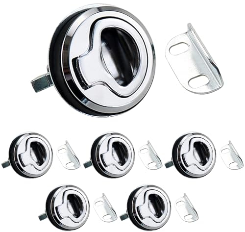 Pull Lock, Latch Flush Hatch Locker, Pull Lift Hatch Fallenschloss, Möbelschlosser Verriegelung Möbelgriff, Push Lock Schloss für Wohnmobil Camper Camping Boot Wohnwagen Schrank Cabinet (Silber 6STK)