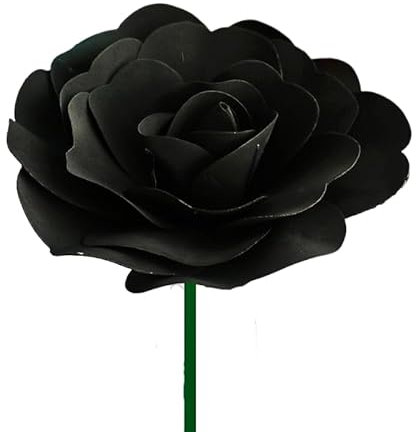 Fiskenet Forever Rose Grande fleur de printemps artificielle avec tige verte Décoration de fête (Noir), 150cm flower 12t