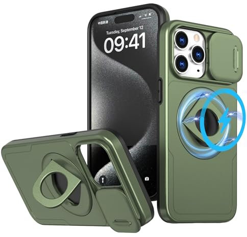 LXHGrowH Funda para iPhone 11 Pro [Compatible con MagSafe], Carcasa Protectora Antigolpes de Grado Militar [360°] Magnética Soporte, con Protección Deslizante para la Cámara, Verde