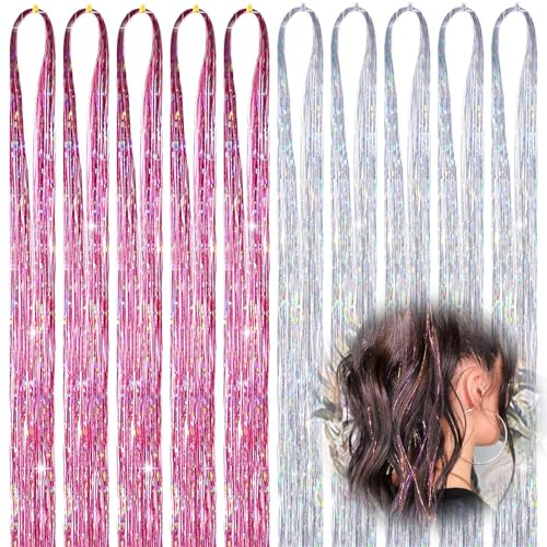 BDSHUNBF 2000 Hair Tinsel, Glitzer Haarsträhnen, Haar Lametta, Tinsel Hair Extensions Glitter Glitzersträhnen Haarverlängerung, Haarlametta Haarextension, Glitzer Haare, für Haare Zöpfe