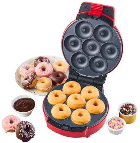 Heat & Eat 2 in 1 Donut & Cupcake Maker - Ideal For Adding Your Own Favourite Toppings. Easy To Clean Detachable Non-Stick Cooking Plates.