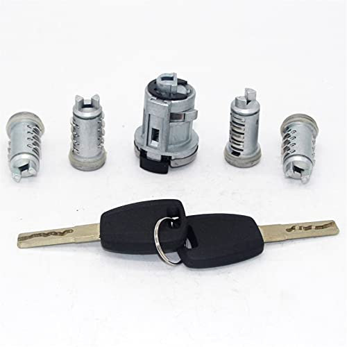 VLZUNO 5 pezzi set completo di accensione porta bagagliaio serratura cilindro cilindro con chiavi a lama SIP22, for Fiat, Doblo Cargo Punto Panda 2003-2016 Cilindro serratura portiera auto