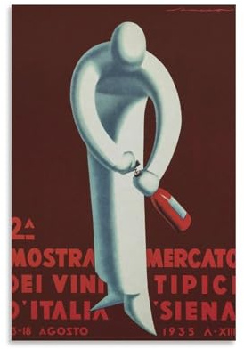 1935 2ª Mostra Mercato Dei Vini Tipici D'Italia 'Siena' Italien, Vintage-illustriertes Reiseposter, coole Kunstwerke, Gemälde, Wandkunst, Leinwanddrucke, hängende Bilder, Poster, 40 x 60 cm
