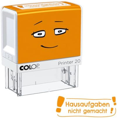 NIO School Motivations-Stempel Hausaufgaben nicht gemacht!, Abdruckfarbe shiny orange, 38 x 14mm