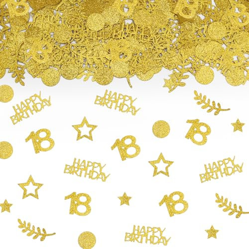 TUZELIYA Konfetti 18 Geburtstag Deko Gold,Tischdeko Deko 18 Geburtstag Frau Mann 200 Stück,18. Geburtstag Deko Konfetti,18.ter Streudeko Geburtstag Konfetti Frauen Männer