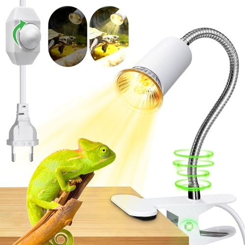 Lampada riscaldante per pulcini, lampada riscaldante rettili, supporto lampada con cavo 240 cm, lampada riscaldante tartaruga, lampada riscaldante cucciolo, presa E27 in interruttore dimmerabile, per