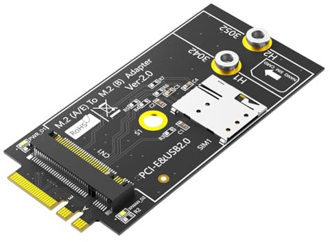 Ohsilv M.2 Key B auf A+E-Adapter mit Nano-SIM-Kartensteckplatz für 3G/4G/5G-