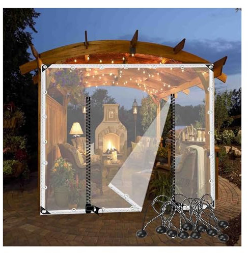 VagxTbs Klare Zeltplanen mit Ösen, PVC-Kunststoff-Plane mit Reißverschluss-Tür, Outdoor Regenvorhang Fenster, wasserdichte Transparente Plane (1.2x2m)