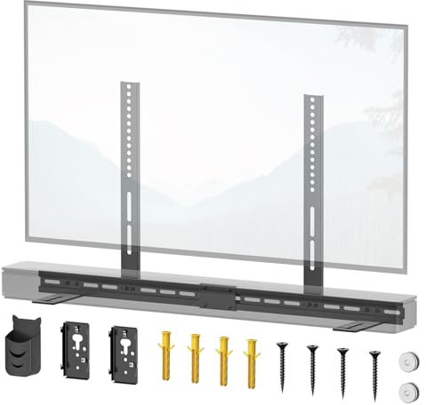 Sound Bar Mounts Under TV for Bose Soundbar Mount with Bose Speaker Mount and Remote Holder - Adjustable Height & Depth Sound Bar Mount for Bose Soundbar Mounting Bracket Under TV or Above TV