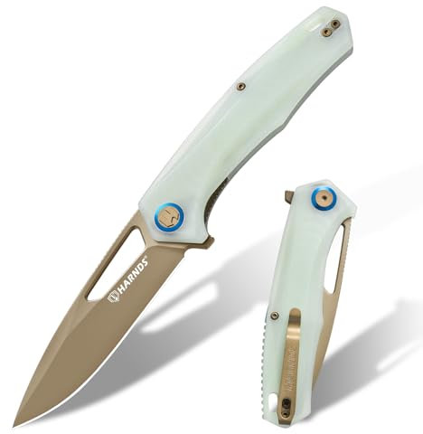 Harnds Taschenmesser, 3.66'' D2 Stahl Klappmesser, Drop Point Klinge EDC Messer mit Taschenclip für Männer, G10 Griff, Outdoor Messer Überlebensmesser, Mizar