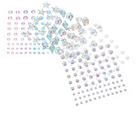 VICASKY Wasserstrahl Ohrring Sticker 5 Blätter Gesichtsjuwelen Strass Aufkleber Für Mädchen Weihnachts Und Halloween Fest Haftende Ohrstecker Mit Bunten Perlen