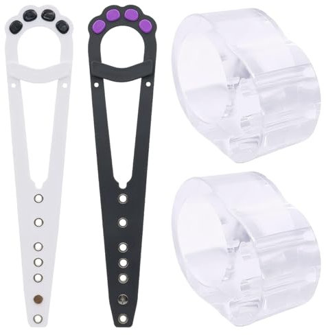 Alternative Door Locks 2 Pcs Cute Cat Paw Shaped Cat Door Bracket Latch with 2 PCS Door Handle Anti-Collision Washers Letting Cats In Keeping Dogs Out for Laundry Room Bathroom (Black White)