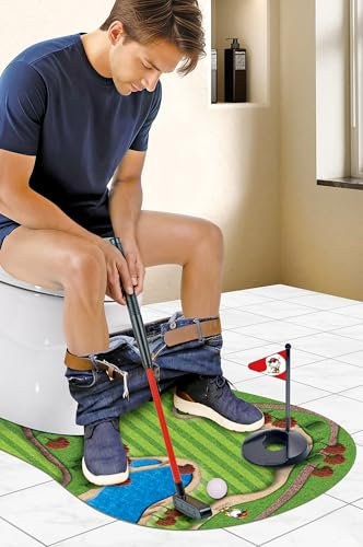 Toilet Golf, Mini Golf Game - Gag Gifts Funny Adult - Dad Gifts from Daughter, Funny Gifts for Men, Adults, Boyfriend, Golfers, Birthday, Christmas - Father’s Day & White Elephant Gifts for Adults