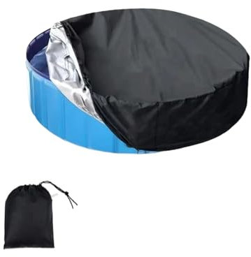 Housse de piscine d'extérieur pliable – 122 x 30 cm – Couverture ronde pour chien résistante aux UV – Idéale pour les piscines pour chiens/jacuzzi/enfants – Étanche à la poussière et à l'eau