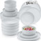 SÄNGER Leeds Frost | Geschirrset 24 teilig, Steingut Geschirr 6 Personen, 6x Speiseteller 6x Dessertteller 6x Schalen 6x Pastateller, Teller Set hellgrau | VALUE COLLECTION