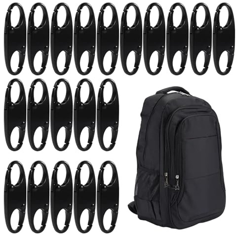 Anti Theft Zipper Locks for Backpacks 20pcs Zipper Clip Theft Deterrent Dual Opening S-Hook Zippers Pull Locks for Backpacks, Camping, Fishing, Traveling, Outdoor Sports (Black)