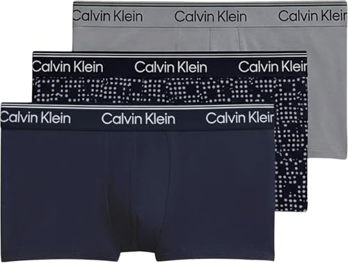 Calvin Klein Herren 3er Pack Boxershorts Trunks Low Rise mit Logobund, Mehrfarbig (Shoreline/Cut Circles Shoreline/Mis), M