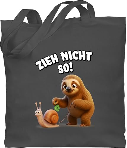 Baumwolltasche - Taschen - Zieh nicht so Faultier mit Schnecke I Lustiges Geschenk mit witzigen Sprüchen - Unisize - Dunkelgrau - jutebeutel pinguin sloth schnecken jute beutel einkaufstasche￼