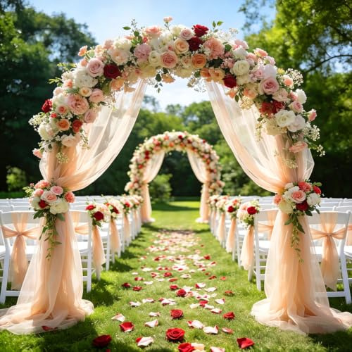 5m x 160cm Organza Stoff, Tüll Rosa Meterware Soft Tüllstoff zum Nähen,Netzstoff Dekostoff für Arbor Hochzeit Vorhang Freihanddeko Torbogen Zeremonie