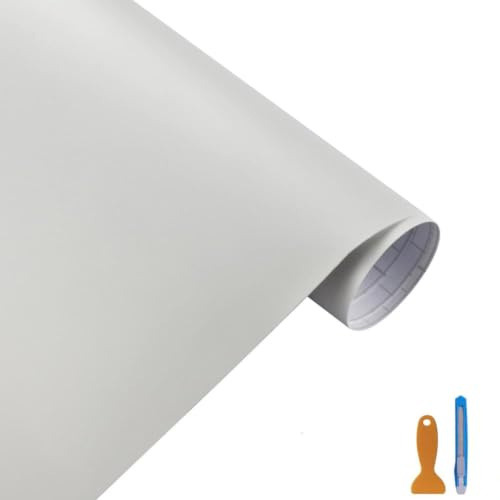 Auto Folie Matt Weiß 30×300cm – Selbstklebende Autofolie Vinyl Folie Car Wrapping Schutzfolie blasenfrei, Kratzfest & UV-beständig – Wasserdichte Fahrzeugfolierung inkl. Rakel für Auto & Motorrad