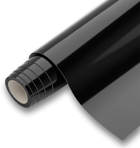 Revestimiento de Vinilo Autoadhesivo Profesional para Pared, Puertas, Muebles, Cocina y Baños – Negro Alto Brillo KST1801 – Sin Obra – Alta Resistencia – Envío desde España - 62 x 200 cm