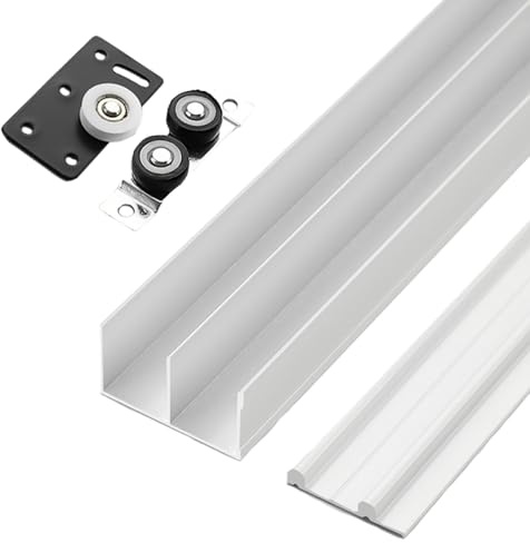 Chaoyilian Rails de Portes coulissantes,Kit Porte coulissante Double Rail de fenêtre,Kit Rail pour Porte De Placard Coulissantes,Fonctionnement Fluide,Antirouille,pour Portes Pliantes
