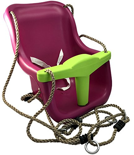 2in1 Babyschaukel Babyschaukelsitz für Kleinkinder – Zweiteilig aus PE-Kunststoff, mit Sicherheitsbügel & Gurt, höhenverstellbar, Outdoor, bis 25 kg, Brombeer/Apfelgrün