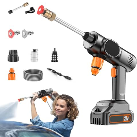 Limpiador de Alta presión portátil, 21 V, Funciona con Pilas, Limpiador de Alta presión, para Coche, jardín, Zona de, terraza, Patio, Patio Trasero, Exterior, Industria