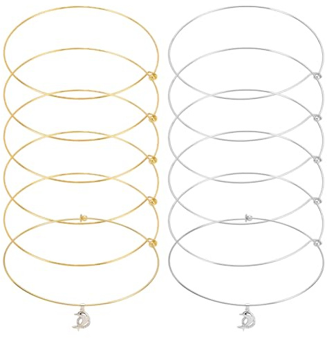 NBEADS 8 Choker Collana Filo Avvolto 2mm Ottone Collana Aperta Per Gioielli DIY, Diametro Interno 4.3cm