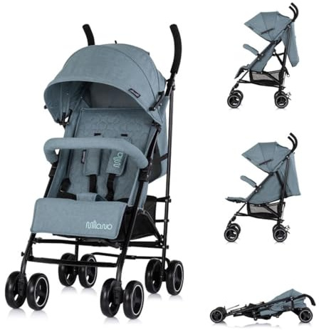 Chipolino Kinderwagen Milano Buggy bis 22 kg, Rückenlehne verstellbar, faltbar grau/grün