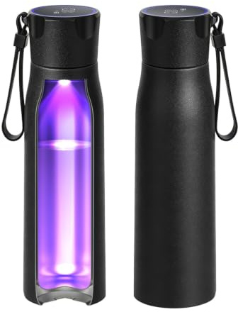 Insulated Stainless Steel Water Bottle with UV Sterilization & Hydration Reminder, USB-C Rechargeable, BPA-Free&Leak-Proof Smart Self-Cleaning Water Bottle, Ideal for Office, Travel and Gifts, Black