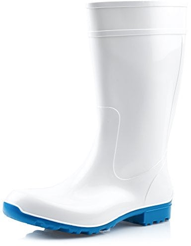 Ladeheid Botas de Agua para Mujeres Zapatos Antideslizantes e Impermeables en Botas de Goma PVC para Mujer Women rubberboots LA-967 (Blanco/Azul, 37 EU)