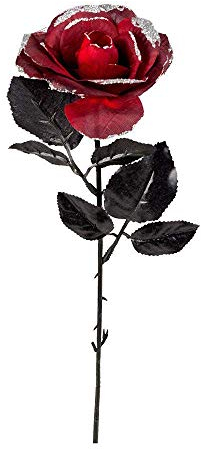 Boland 72146 - Rote Rose, Kunst-Blume, Blüte, Dekoration, Accessoire, Kostüm-Zubehör, Karneval, Mottoparty, Halloween