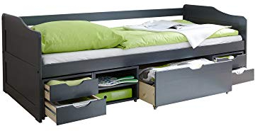 Sofabett Funktionsbett mit Schubkasten Marlies Kiefer massiv Grau