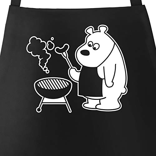 MoonWorks Grill-Schürze für Männer mit grillendem Bär - Bear Grills schwarz Unisize