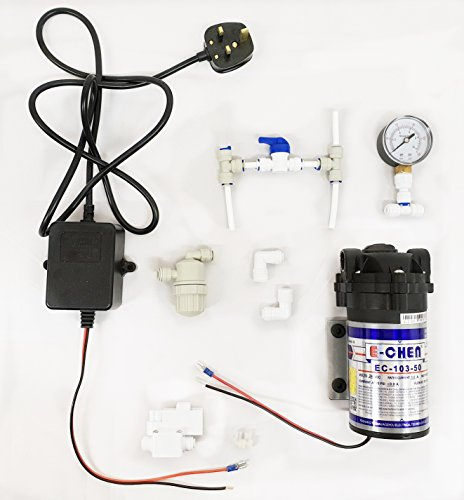 FINERFILTERS E-Chen Booster Pump Kit including Pump, Pressure Gauge and Pressure Switch (100GPD)
