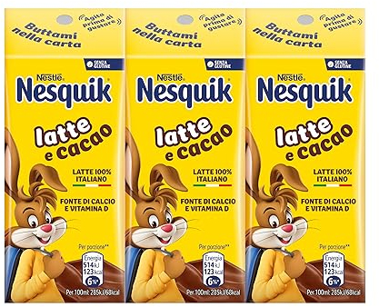 NESQUIK Pronto da Bere Latte e Cacao, Confezione da 24 Brick da 180ml (4,32L)