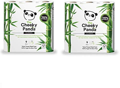 The Cheeky Panda | Natural Bamboo Toilet Tissue | 18 Pack 2 x 9 Rolls
