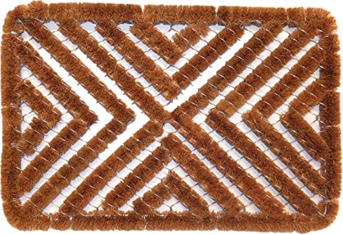 oKu-Tex Fußmatte | Fußabtreter | Türmatte | Drahtgittermatte Brush Design 2 | mit Bürste | Fischgrat | Kokosmatte mit Drahtgitter | für außen | rutschfest | 45x75 cm…