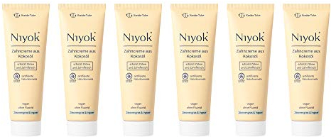 NIYOK Zahncreme Kokosöl + Zitronengras & Ingwer (6x75ml), natürlichen Wirkstoffkombination aus Kokosöl und erfrischenden Extrakten, Bio Zahnpasta, Vegan, Fluoridfrei, Naturkosmetik