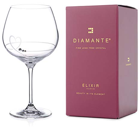 DIAMANTE Valentine Heart Petit Gin copa Glass with Swarovski Crystals - Valentines Day