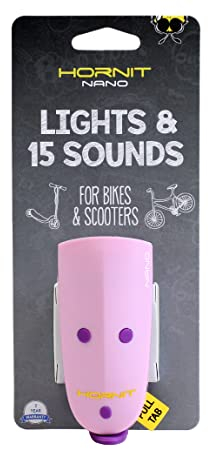 Hornit NANO Pink/Purple | Bike & Scooter Horn and Light for Kids | 15 Sound effects / 3 Light Settings