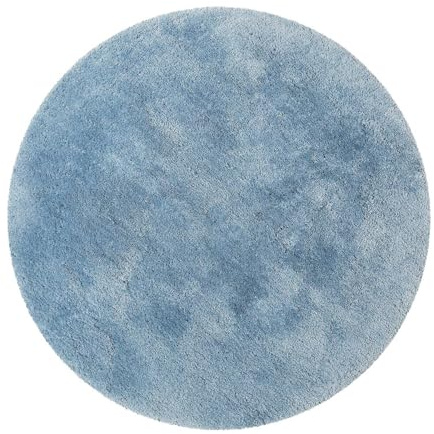 Homie Living Porto Azzurro getufteter Badteppich, 90 cm rund, blau | Badematte kuscheliger flauschiger weicher Flor l Rutschfest und Waschbar