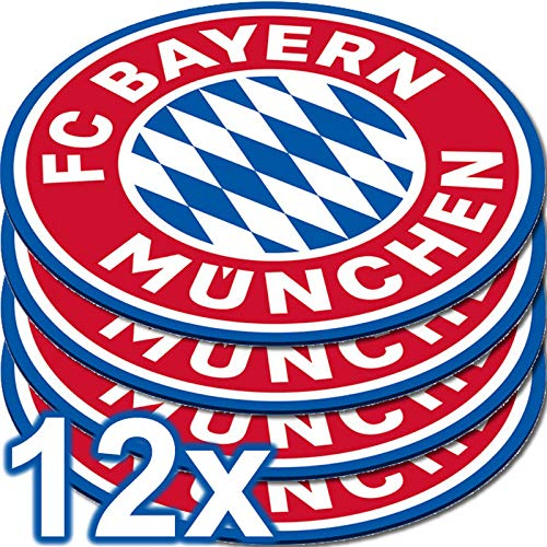 amscan 9906510 - FC Bayern München Bierdeckel, Set mit 12 Stück, Durchmesser 10,7 cm, aus Papier, Untersetzer für Gläser oder Tassen, perfekt für das Fest beim Fanclub oder die Fußball-Mottoparty
