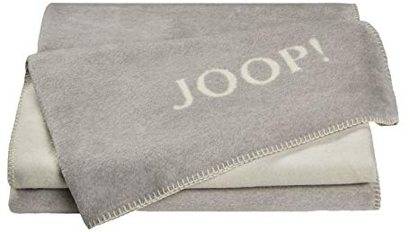 Joop!® Uni-Doubleface I flauschig-weiche Kuscheldecke Rauch-Ecru I Wohndecke aus Baumwolle & Polyacryl in hellgrau I Tagesdecke 150x200cm | nachhaltig produziert in Deutschland I Öko-Tex Standard 100