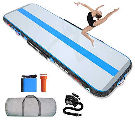 WelandFun Air Training Mats 10ft/13ft/16ft/20ft Inflatable Gymnastics Tumbling Mat 4/6/8 inchs Thickness Mats for Home Use/Gym/Yoga/Training/Cheerleading/Outdoor/Beach/Park wih Electric Air Pump