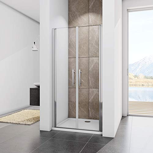 85x195cm Porta Battente Box doccia per Nicchia Due Ante Apertura a Saloon Vetro 6 mm Temperato Trasparente Anticalcare