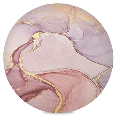 Finto Metallizzato Rame Pietra Marmo Rosa Tovagliette Rotonde Lavabili Set di 1/4/6 Tovaglietta Antiscivolo Resistenti al Calore Decorazioni per Cena Party Tavolo 39cm