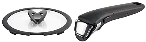 Lagostina Ingenio Induction Coperchio In Vetro, 22 Cm, Nero/Trasparente & Manico Per Tutti I Prodotti Della Linea, Plastica E Acciaio, Nero, Unico